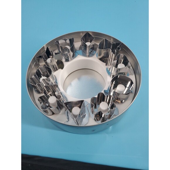 JOKUMO 10 Pc Linzer Cutters 430 Stainless  Steel Cookie Cutter Set In Round Tin - Picture 7 of 15